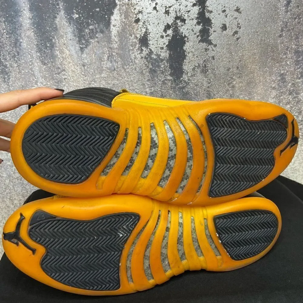 Air Jordan 12 Retro University Black Yellow Sneakers Size 12